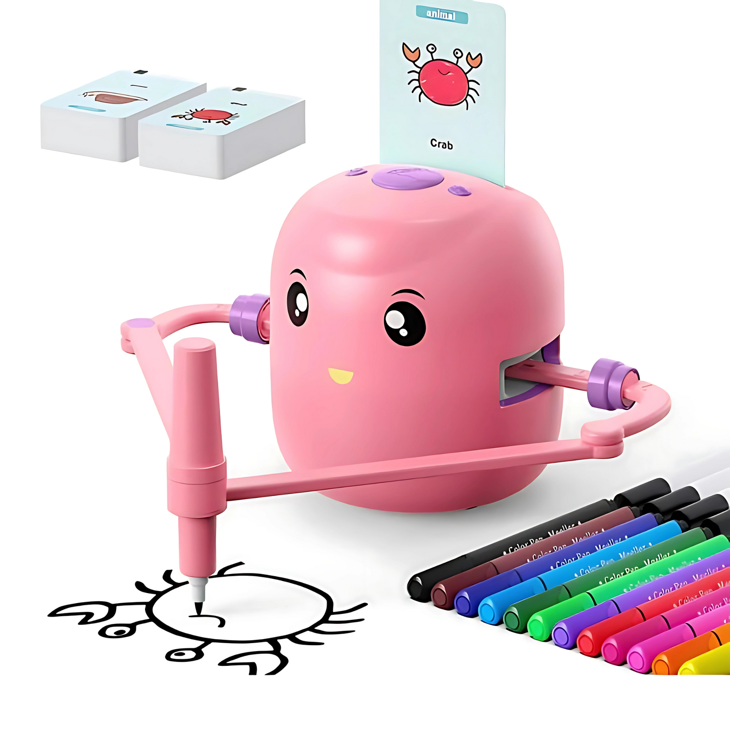 Smart Drawing Robot for Kids Ages 3-8: Interactive Educational Toy with 64+ Flash Cards - Boost Creativity & Fine Motor Skills